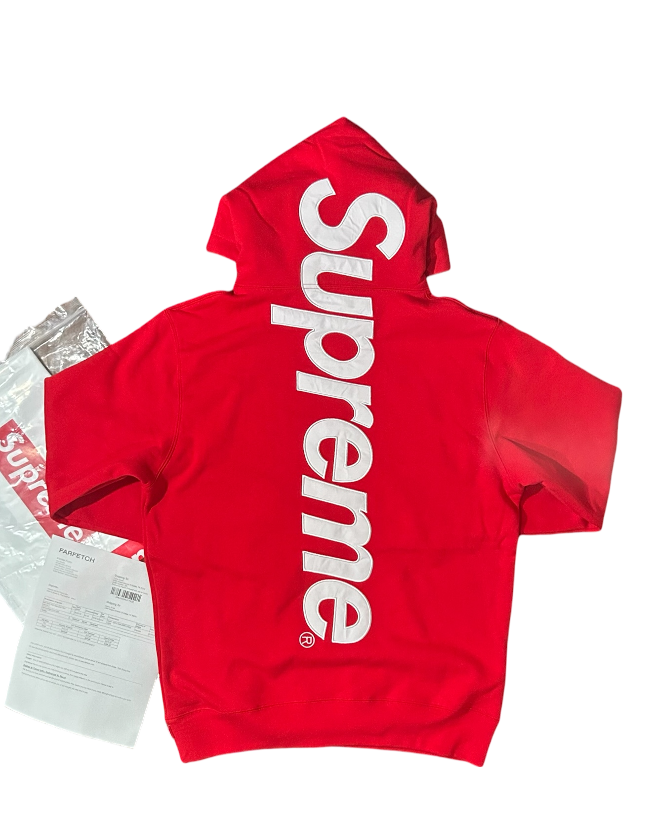 Supreme Satin Applique Hoodie Red