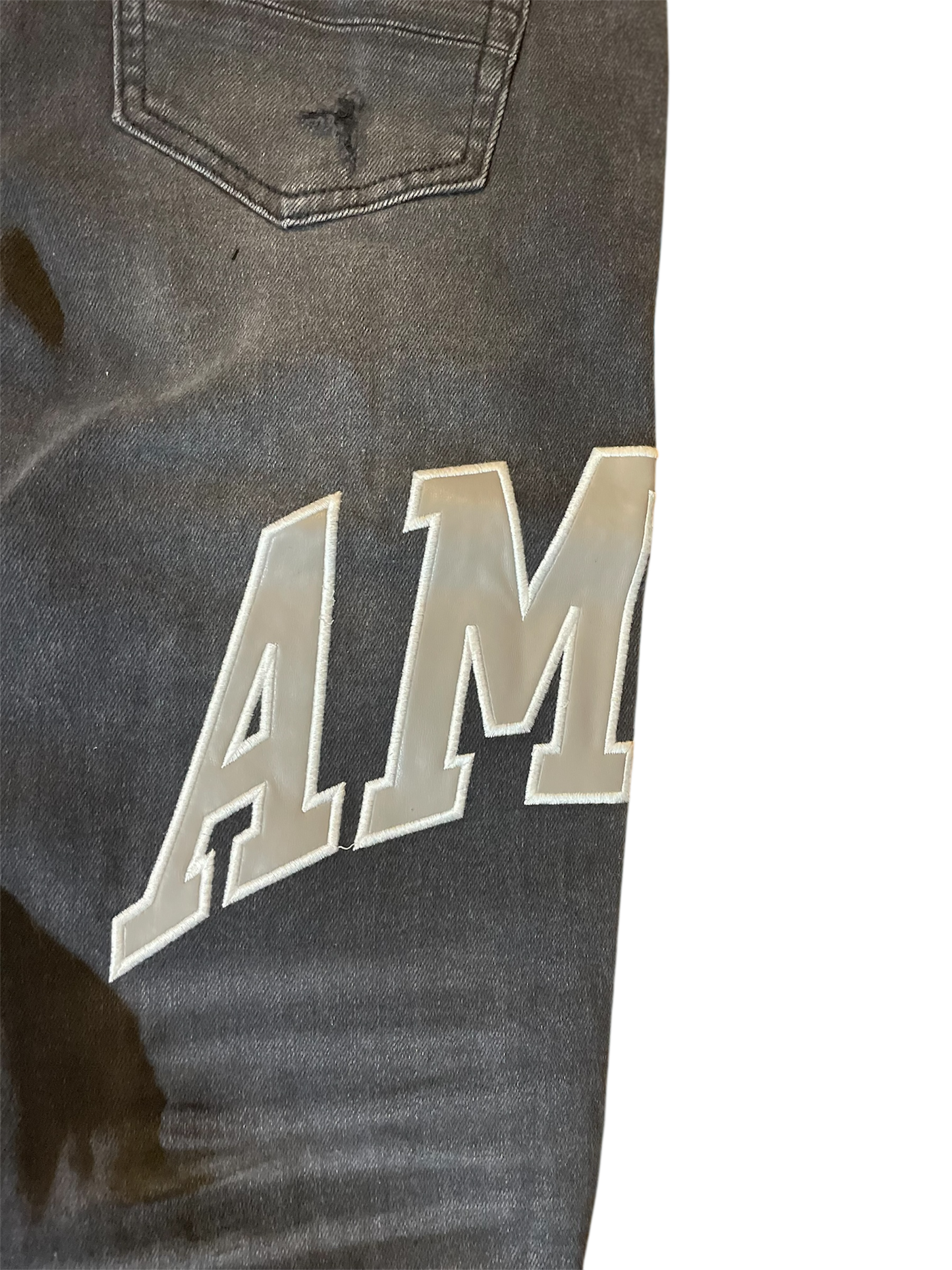Amiri Dark Grey & Grey Varsity Logo Denim Jeans