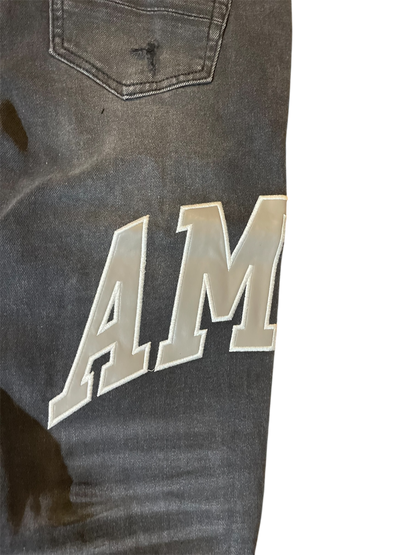 Amiri Dark Grey & Grey Varsity Logo Denim Jeans