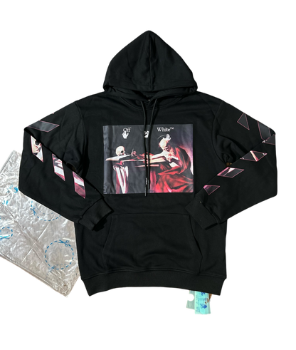 OFF-WHITE Caravaggio Diag Sleeve Hoodie Black/ Red