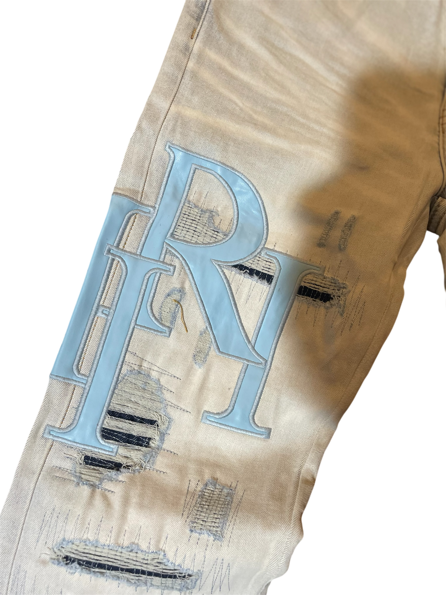 Amiri BBlue Staggered Logo Denim Jeans