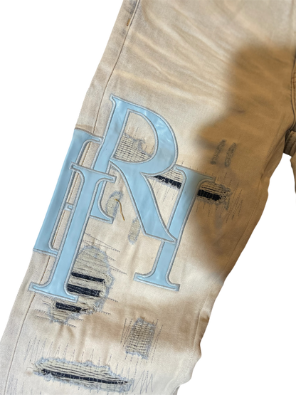 Amiri BBlue Staggered Logo Denim Jeans