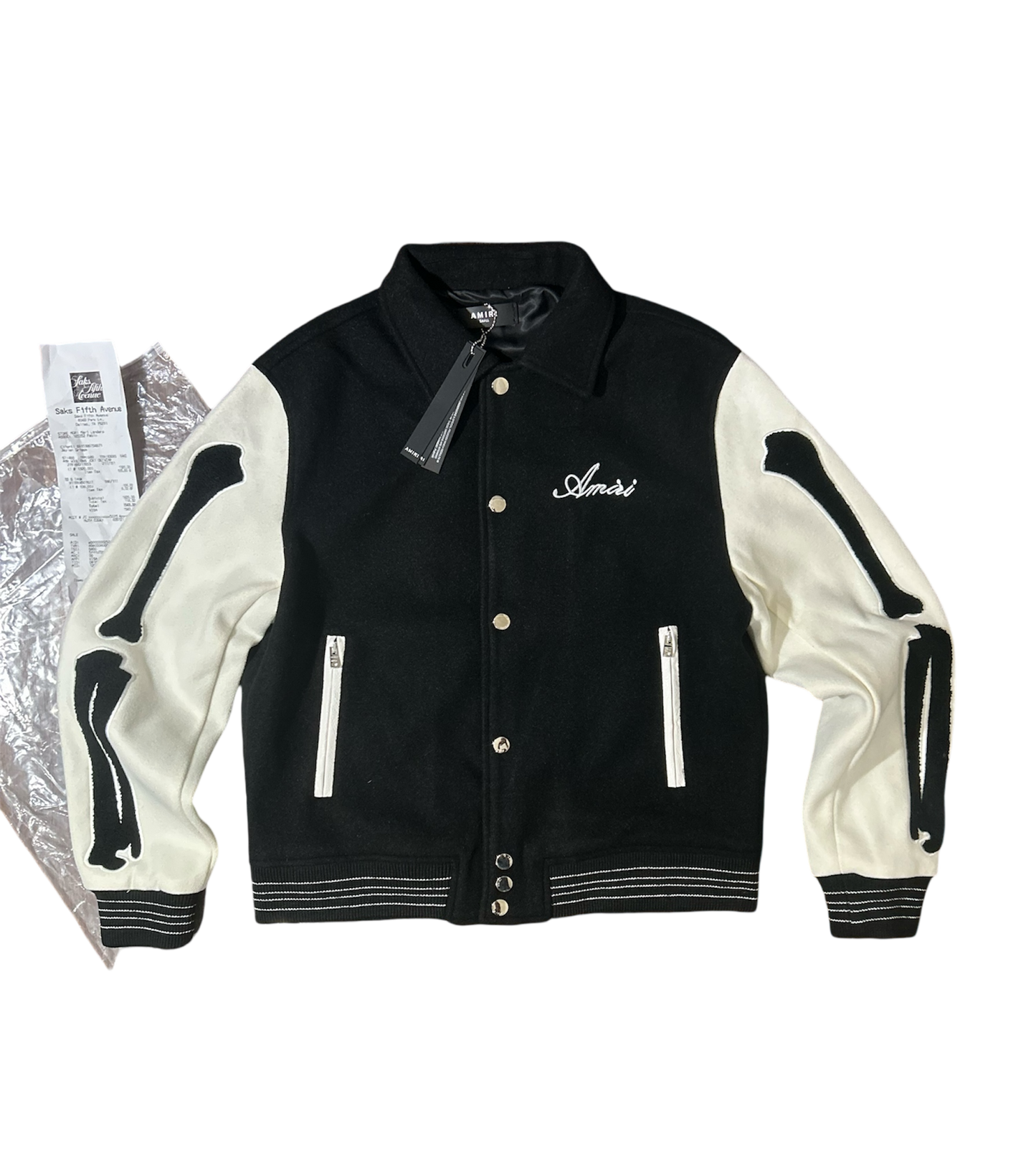 Amiri Bones Varsity Button Up Jacket
