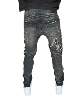 Amiri Black Staggered Logo Jeans