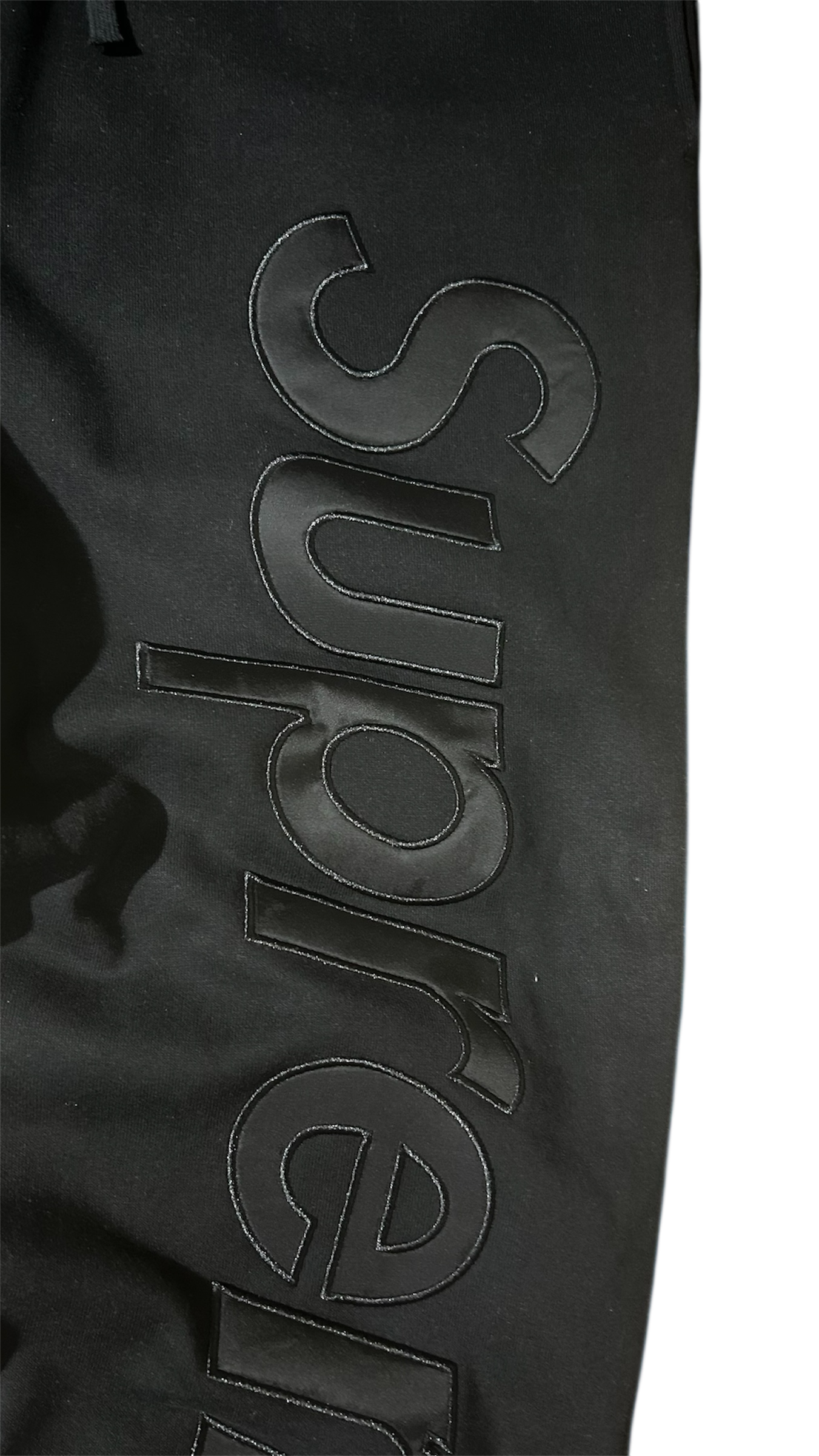 Supreme Satin Appliqué Sweatpants Black