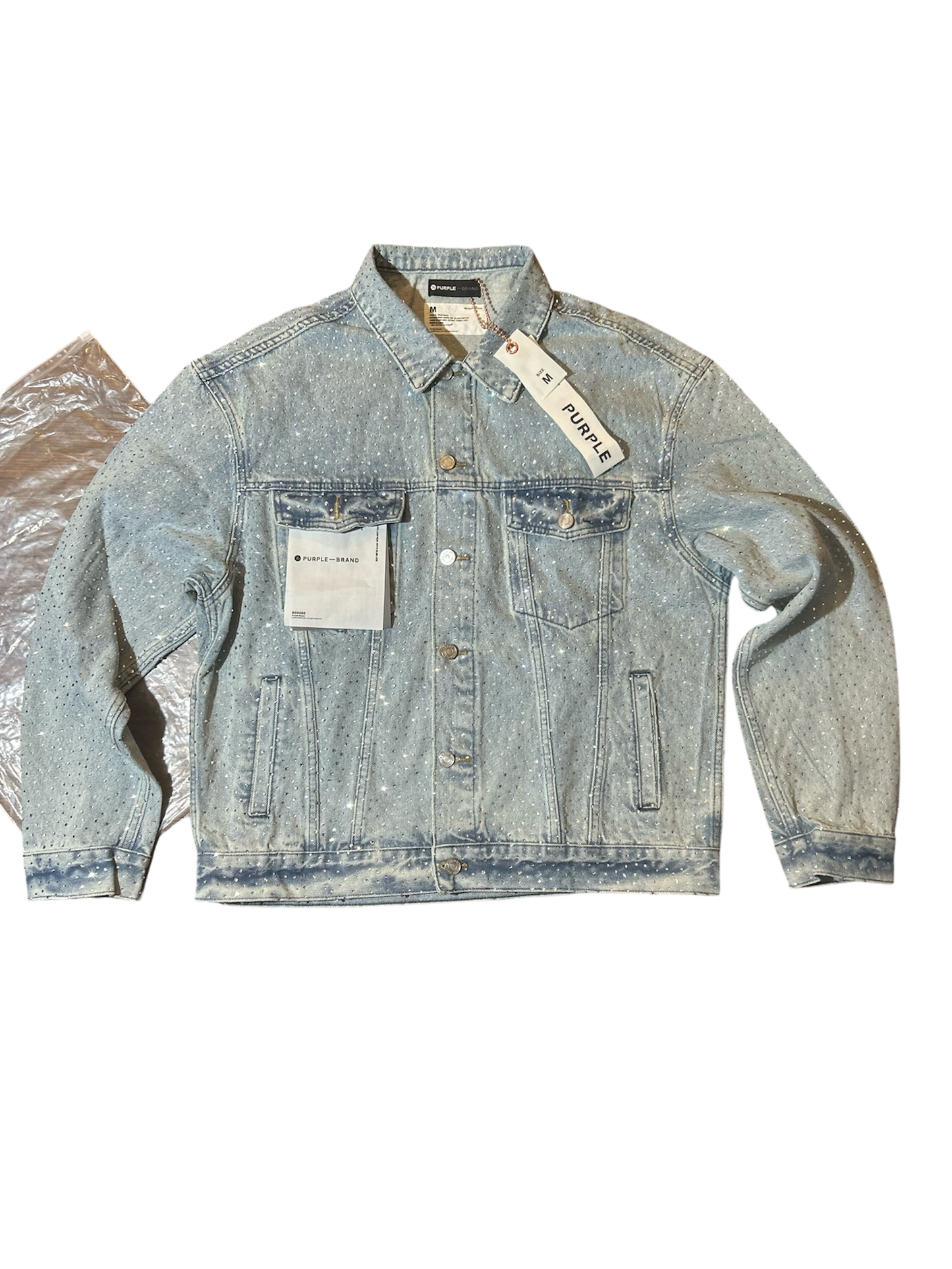 Purple Brand Rhinestone Embellished Denim Jacket