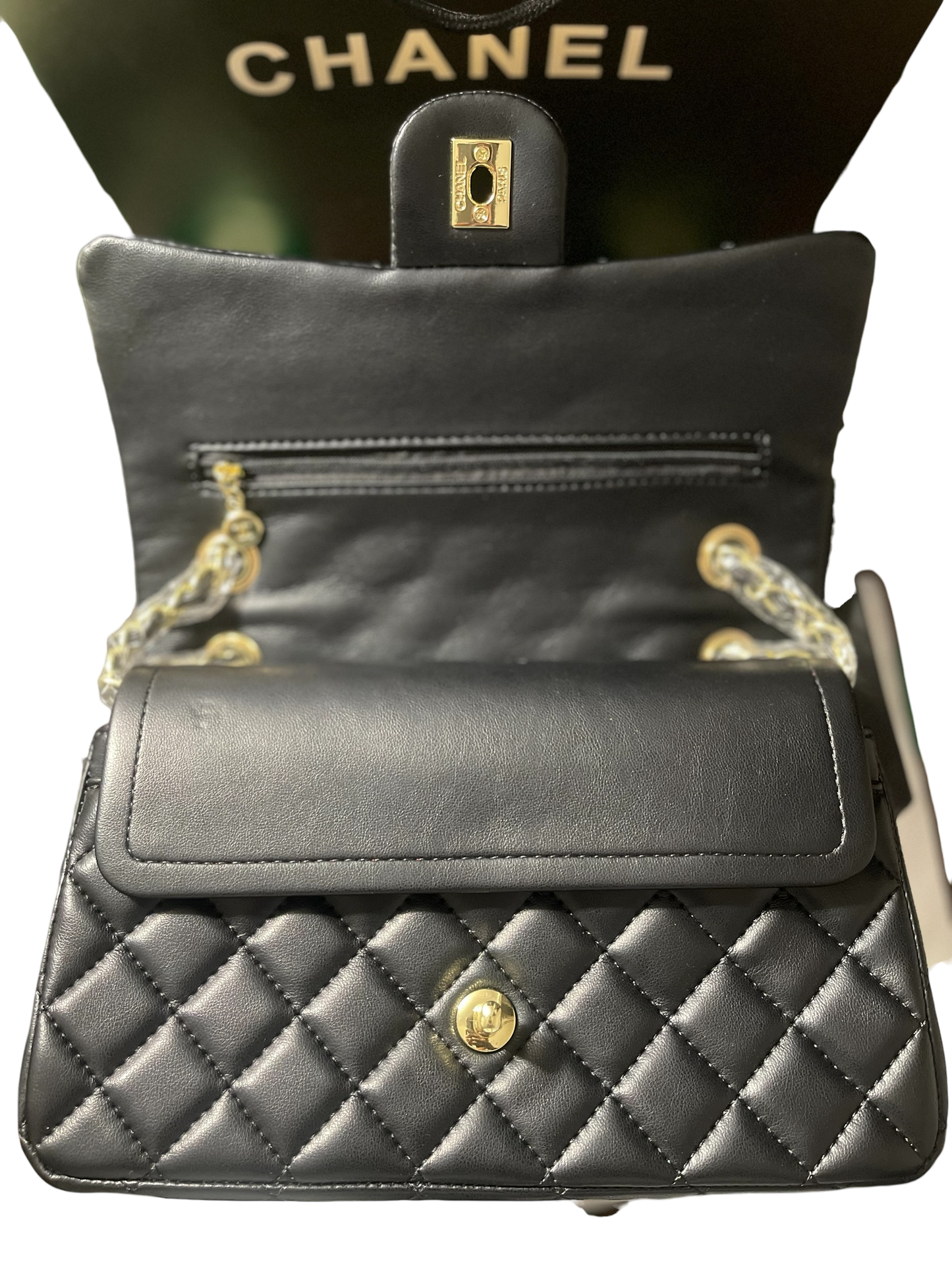 Chanel Black Lambskin Quilted Double Flap Bag
