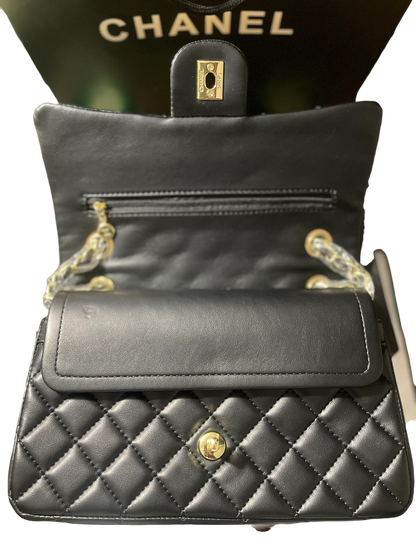 Chanel Black Lambskin Quilted Double Flap Bag