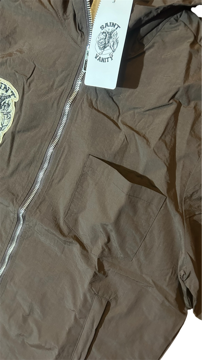 Saint Vanity Hooded Nylon Top Brown