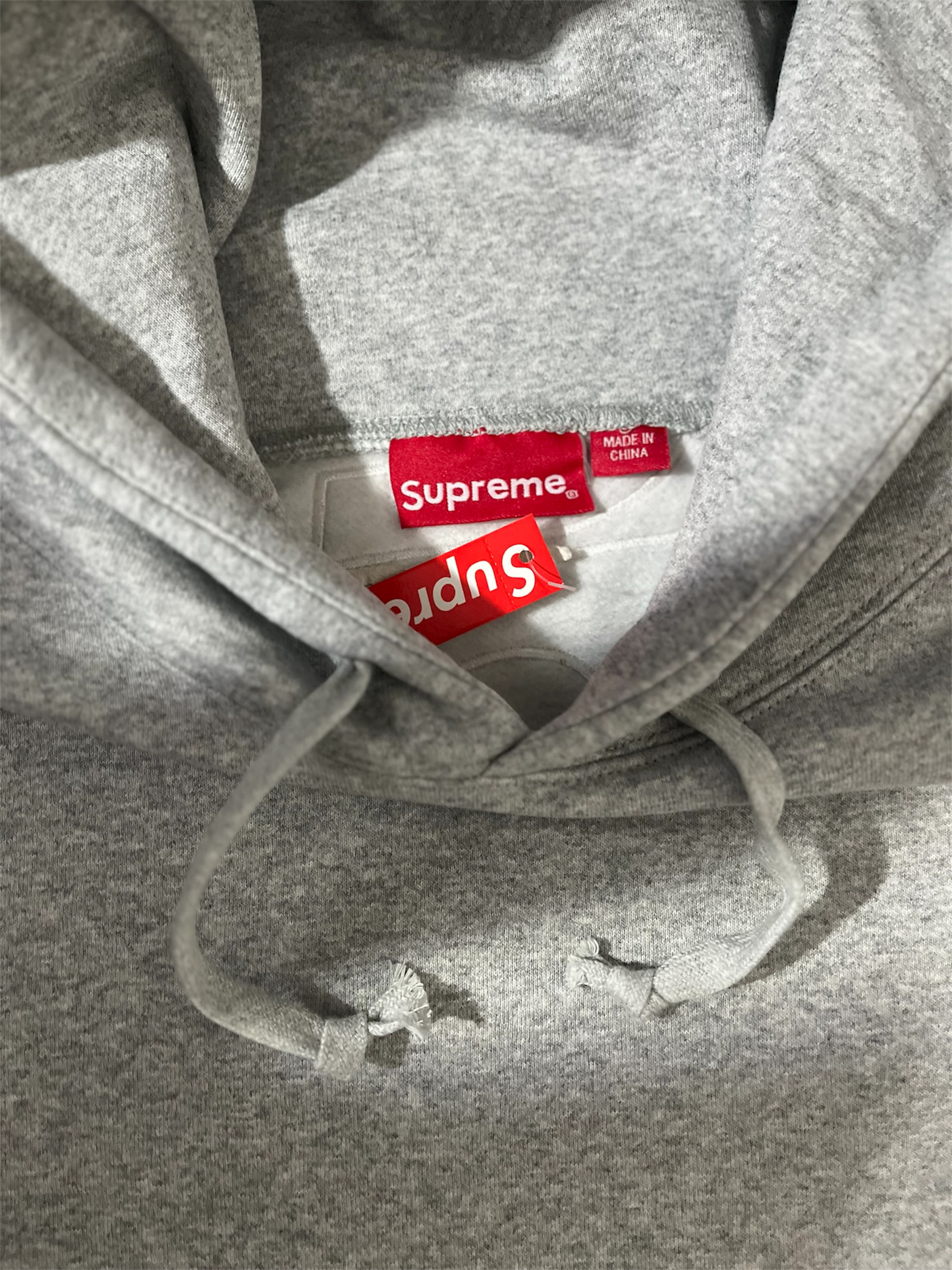 Supreme Satin Applique Hoodie Grey