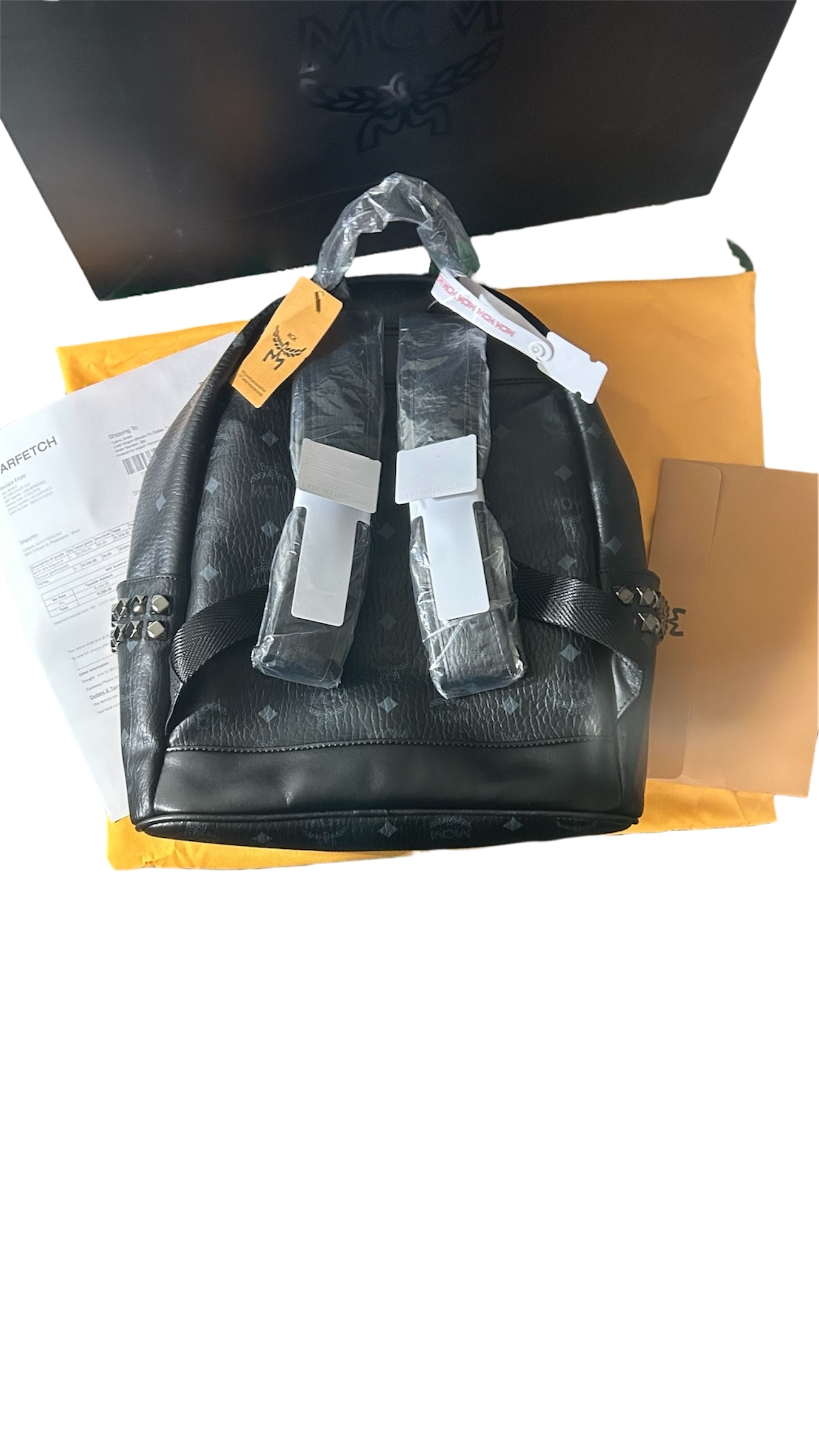 MCM Stark Side Studs Backpack In Visetos Black