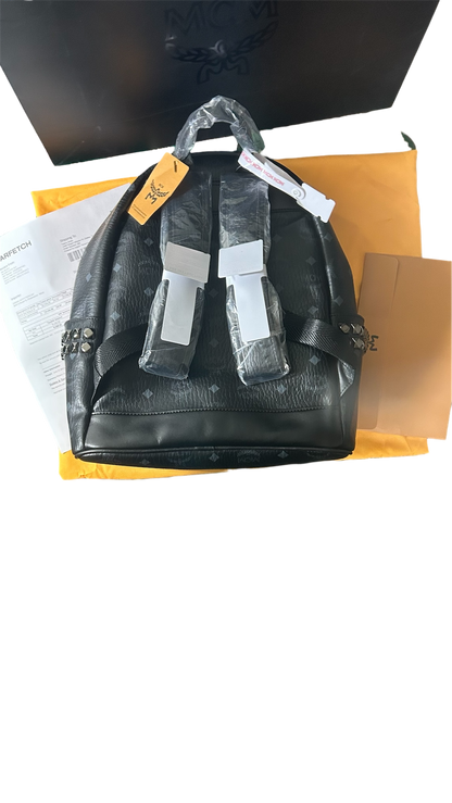 MCM Stark Side Studs Backpack In Visetos Black