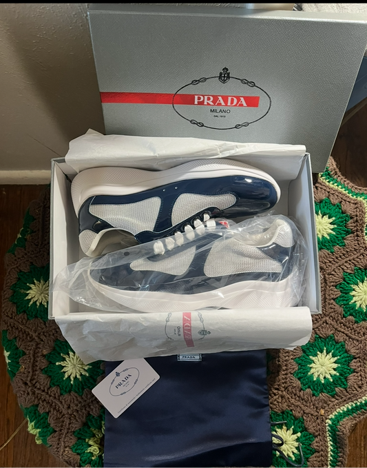 Prada Black Men's America's Cup Patent Leather Patchwork Sneakers