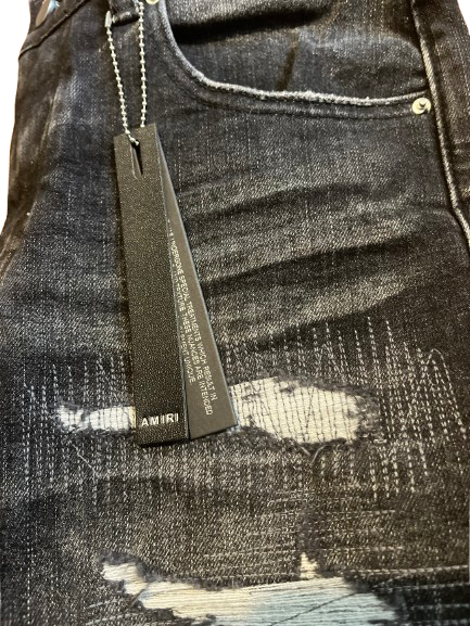 Amiri Black Staggered Logo Jeans