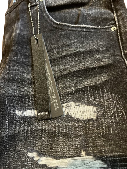 Amiri Black Staggered Logo Jeans