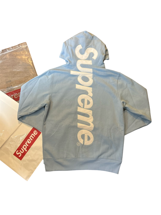 Supreme Satin Appliqué Hoodie Blue