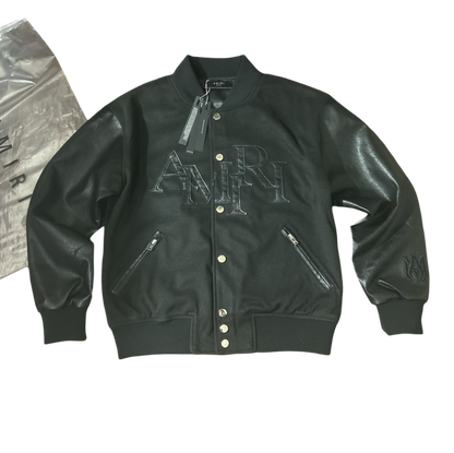 Amiri Black Staggered Wool Varsity Jacket