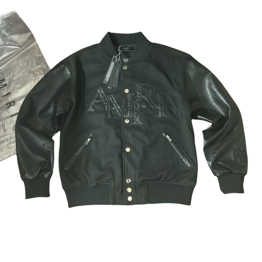 Amiri Black Staggered Wool Varsity Jacket