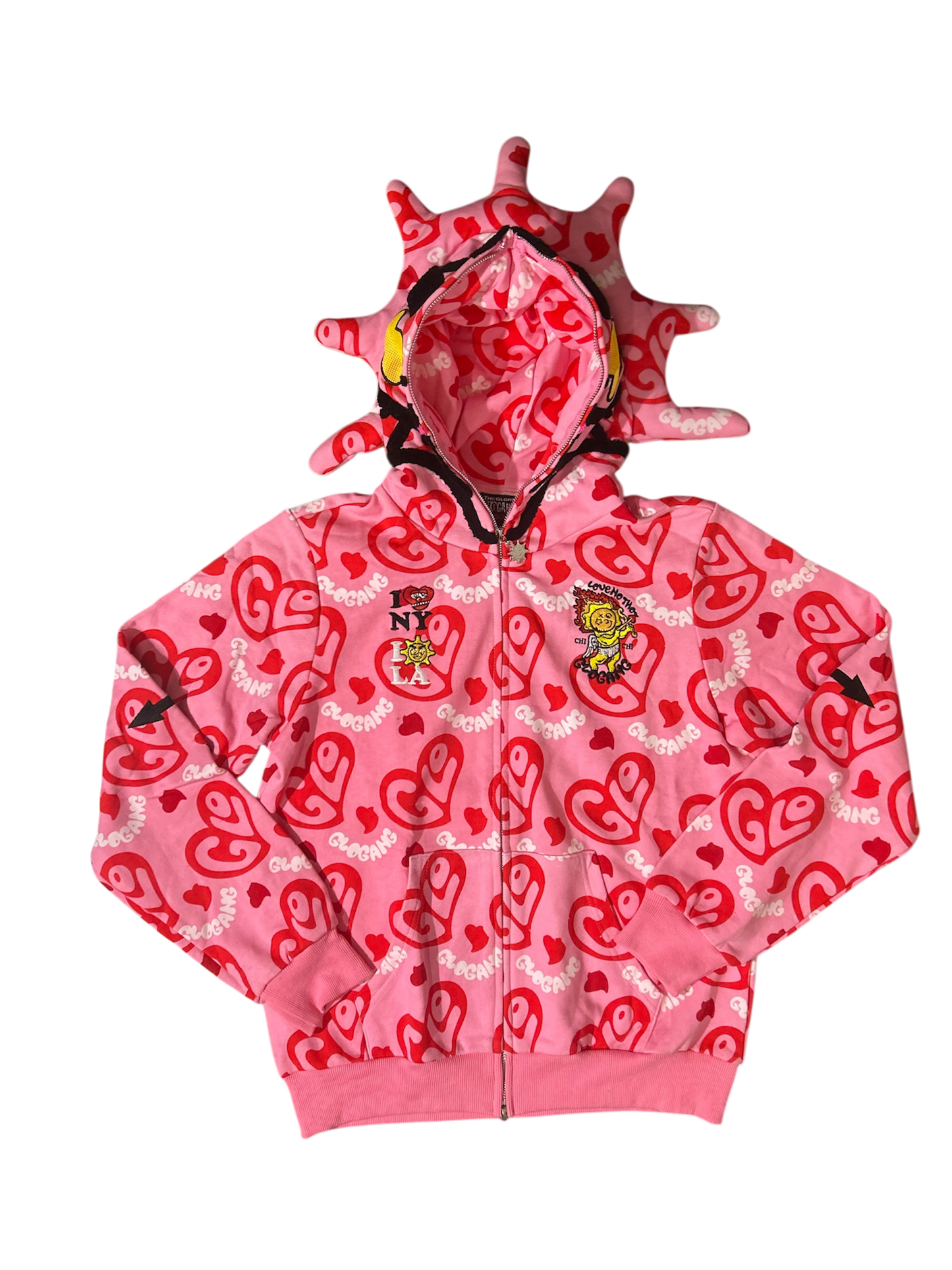 I Heart Glo Full Zip Hoodie Pink