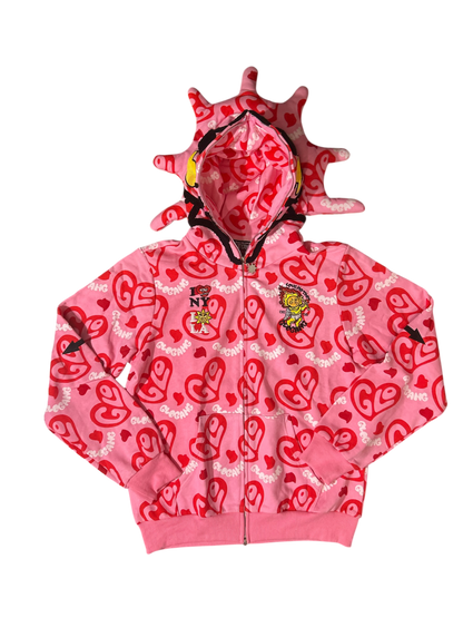 I Heart Glo Full Zip Hoodie Pink