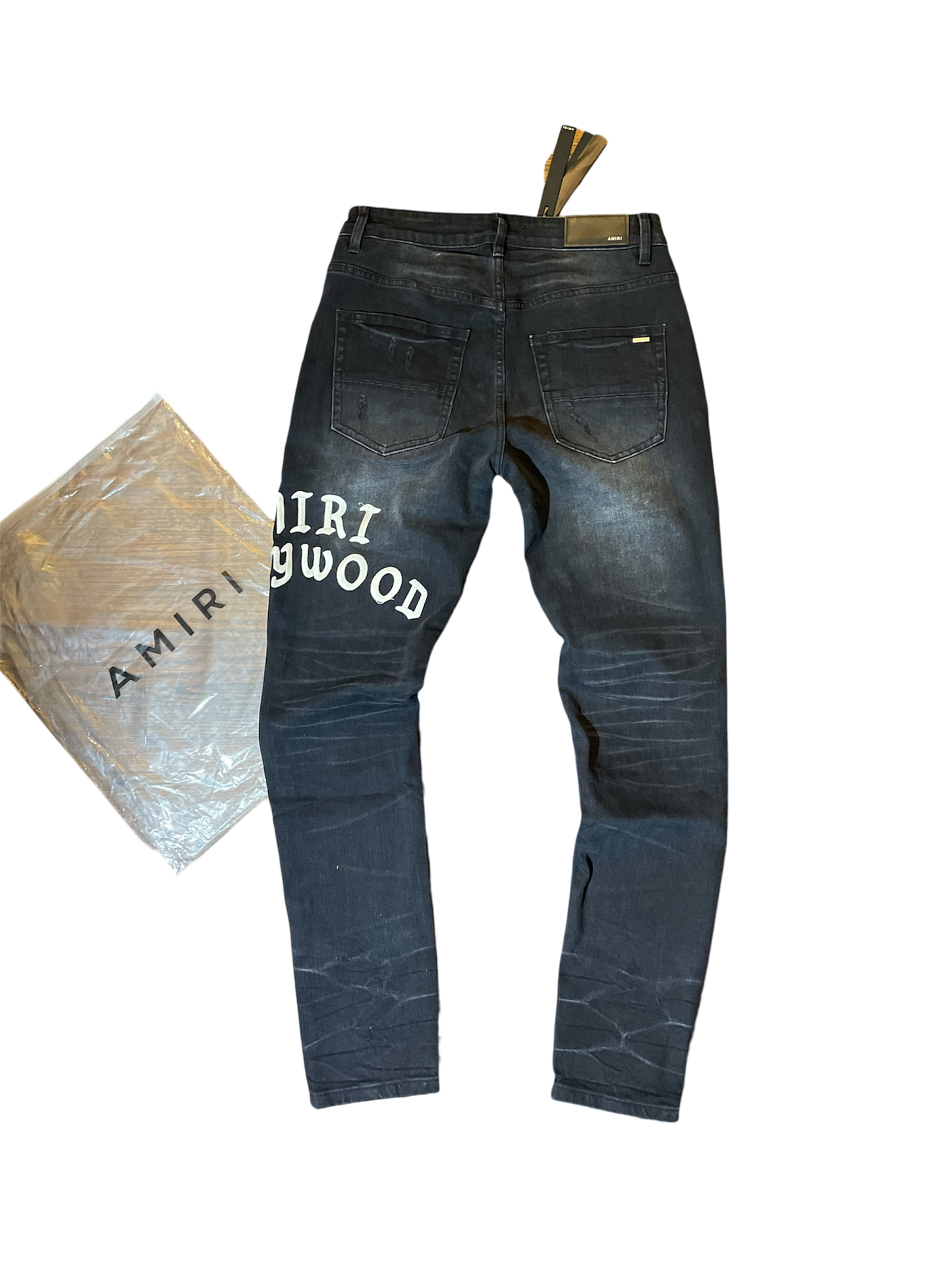Amiri Hollywood Logo Black Denim Jeans