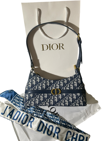 Blue Dior Oblique Jacquard 30 Montaigne Cigale Mini Bag