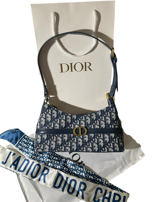Blue Dior Oblique Jacquard 30 Montaigne Cigale Mini Bag