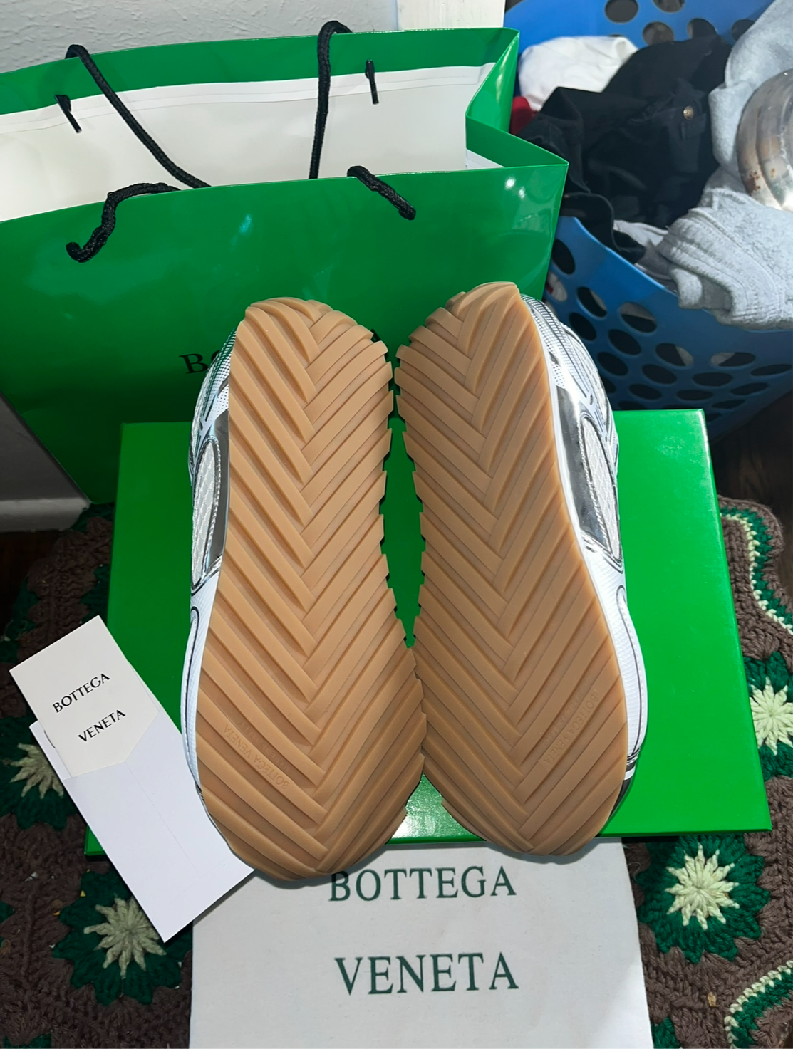 Bottega Veneta Orbit Sneakers Silver/ Optic White Rubber