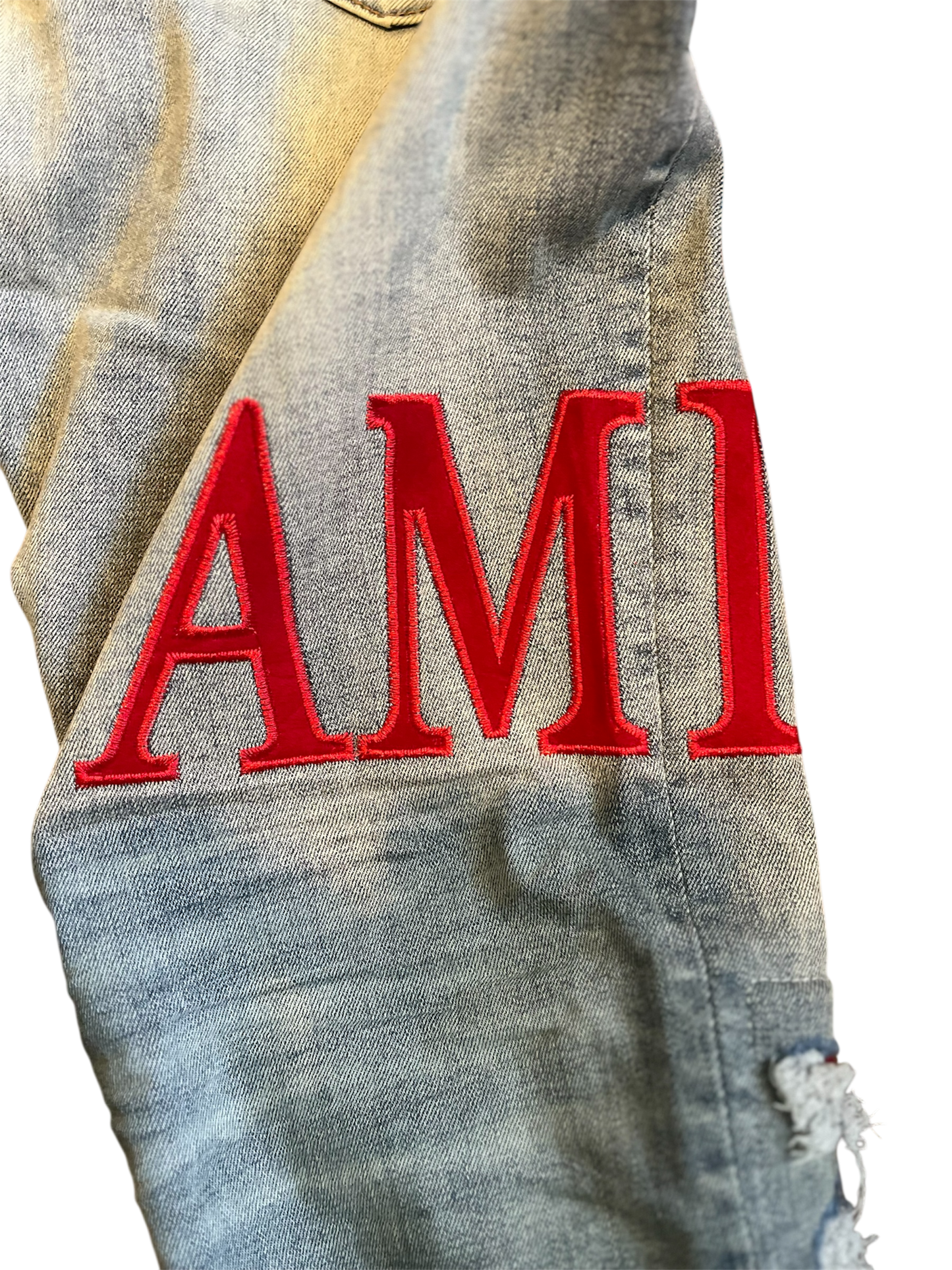 Amiri Red Logo Denim Jeans