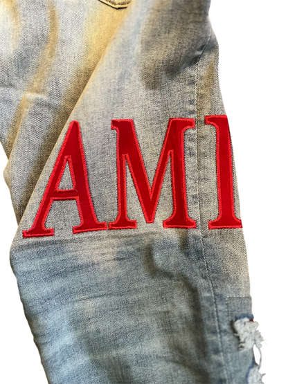 Amiri Red Logo Denim Jeans