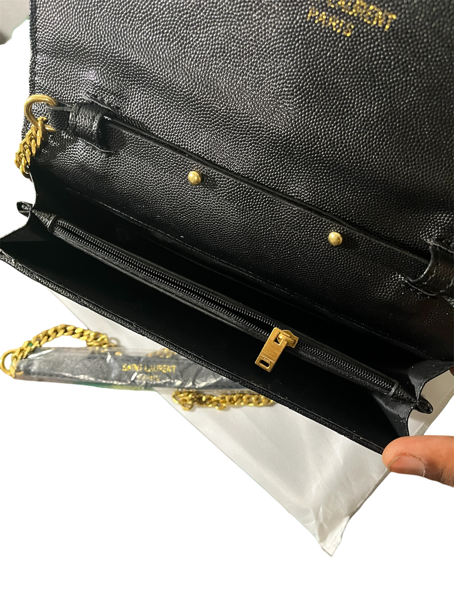 Saint Laurent YSL Monogram Small Flap Wallet in Grained Leather