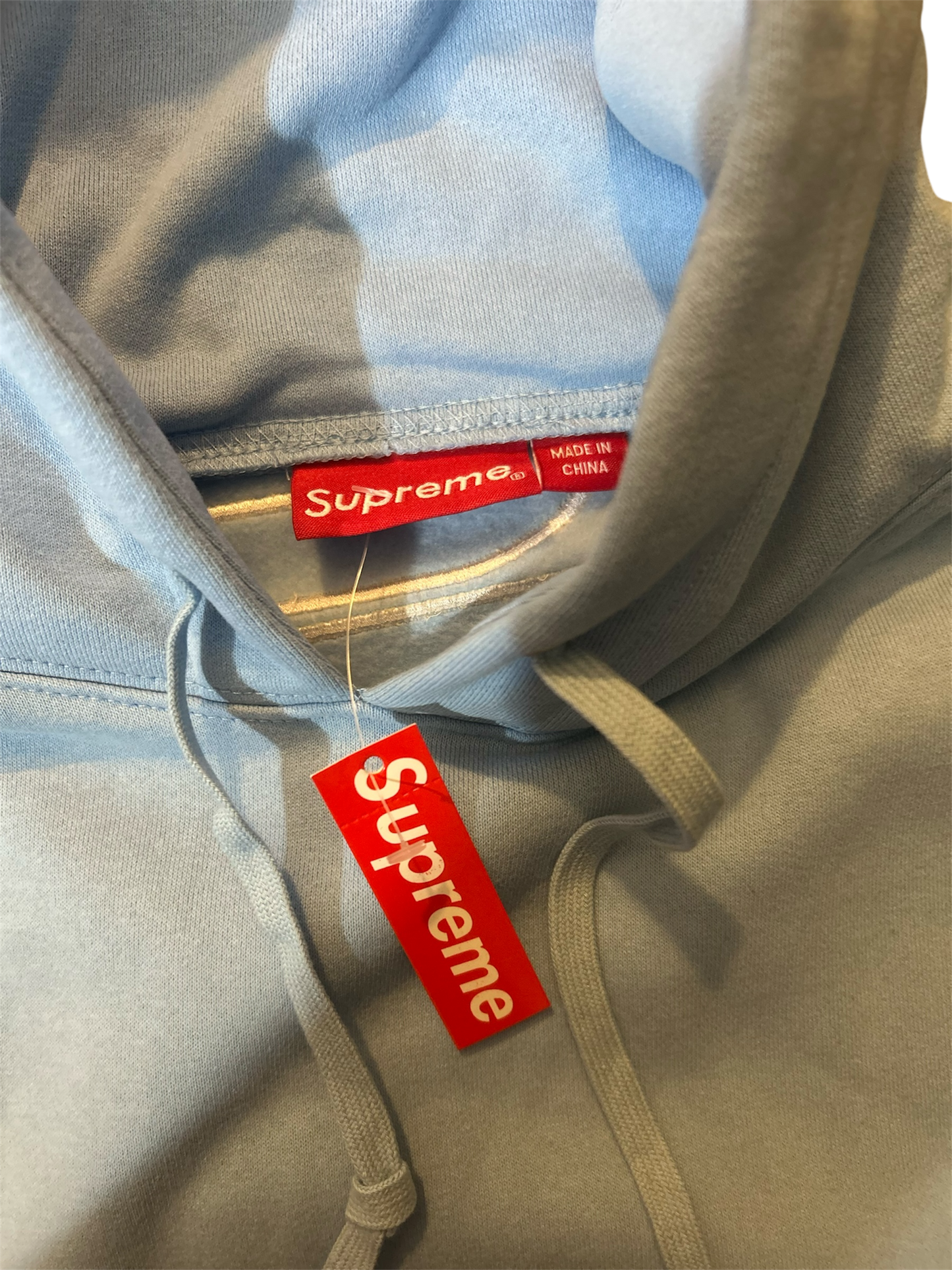 Supreme Satin Appliqué Hoodie Blue
