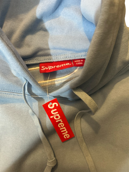 Supreme Satin Appliqué Hoodie Blue