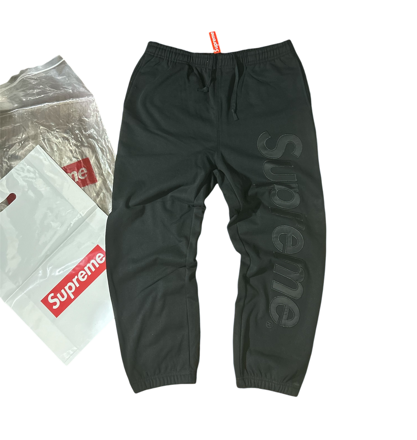 Supreme Satin Appliqué Sweatpants Black