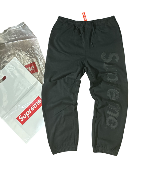 Supreme Satin Appliqué Sweatpants Black