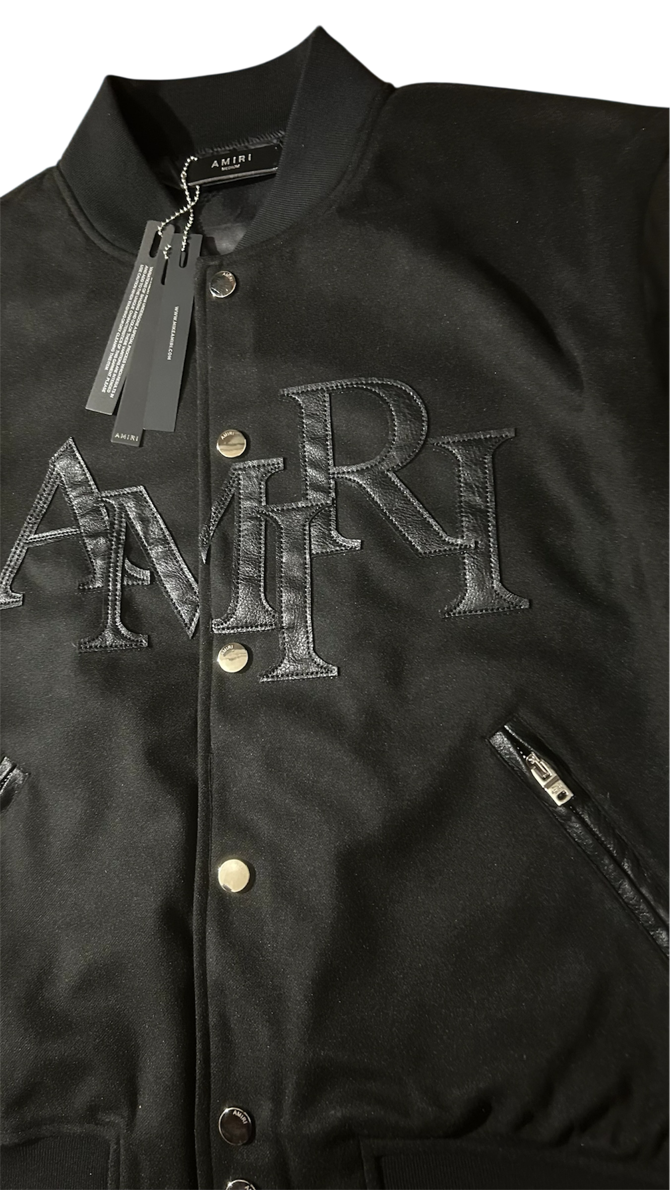 Amiri Black Staggered Wool Varsity Jacket
