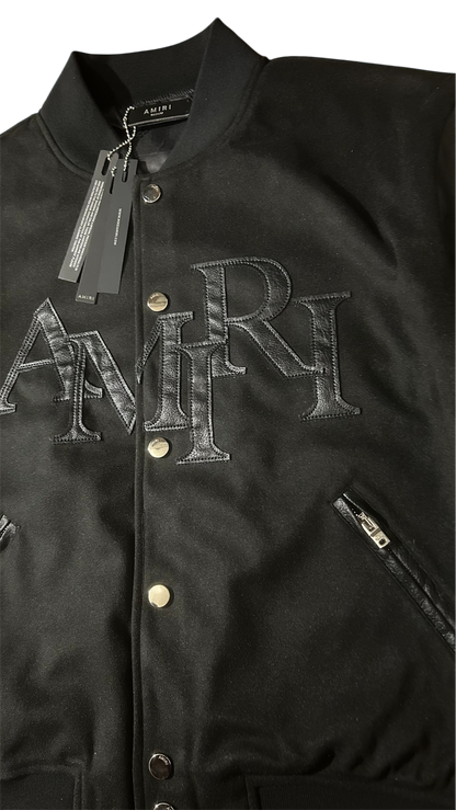 Amiri Black Staggered Wool Varsity Jacket