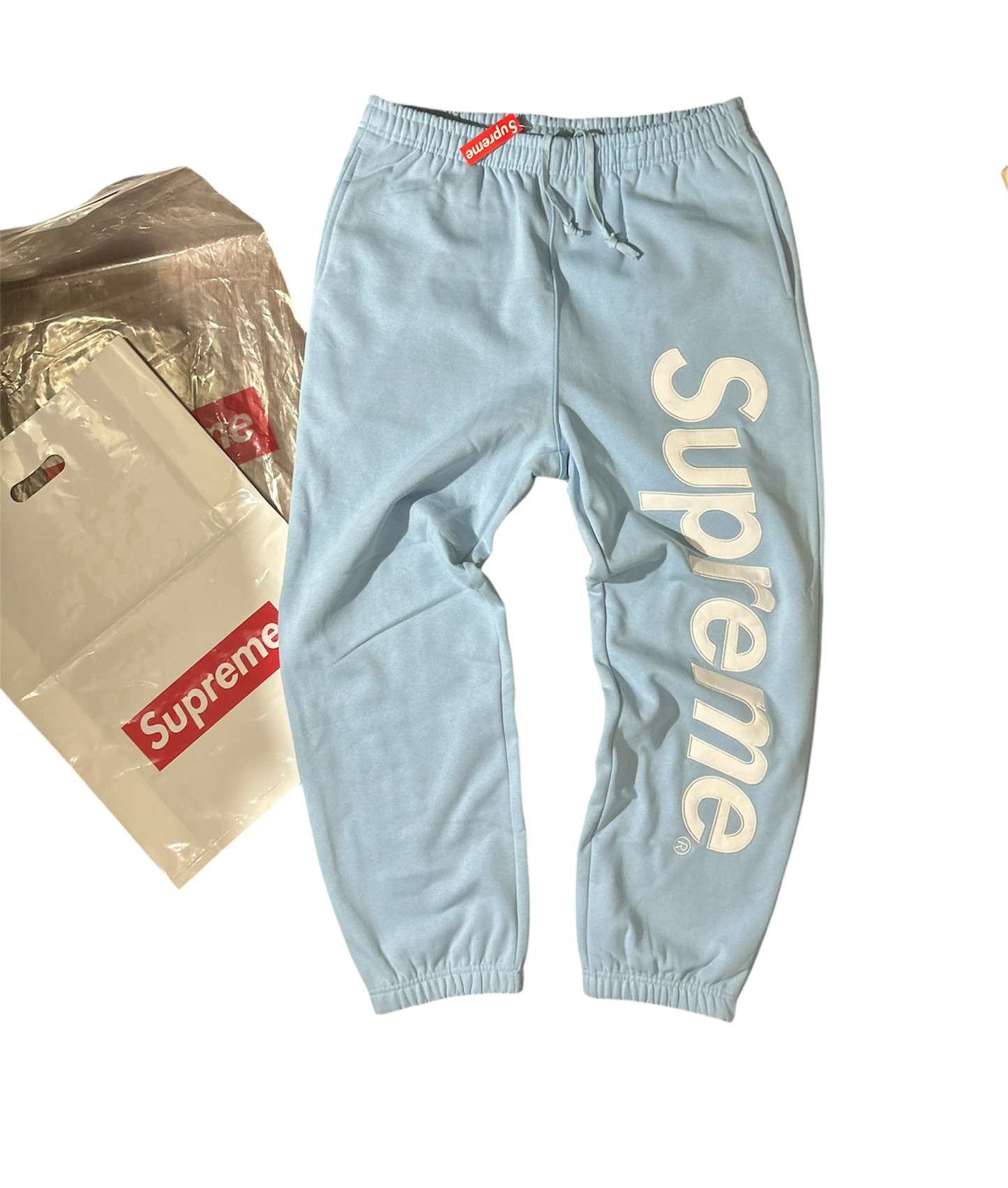 Supreme Satin Applique Sweatpants Blue