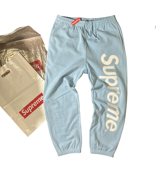Supreme Satin Applique Sweatpants Blue