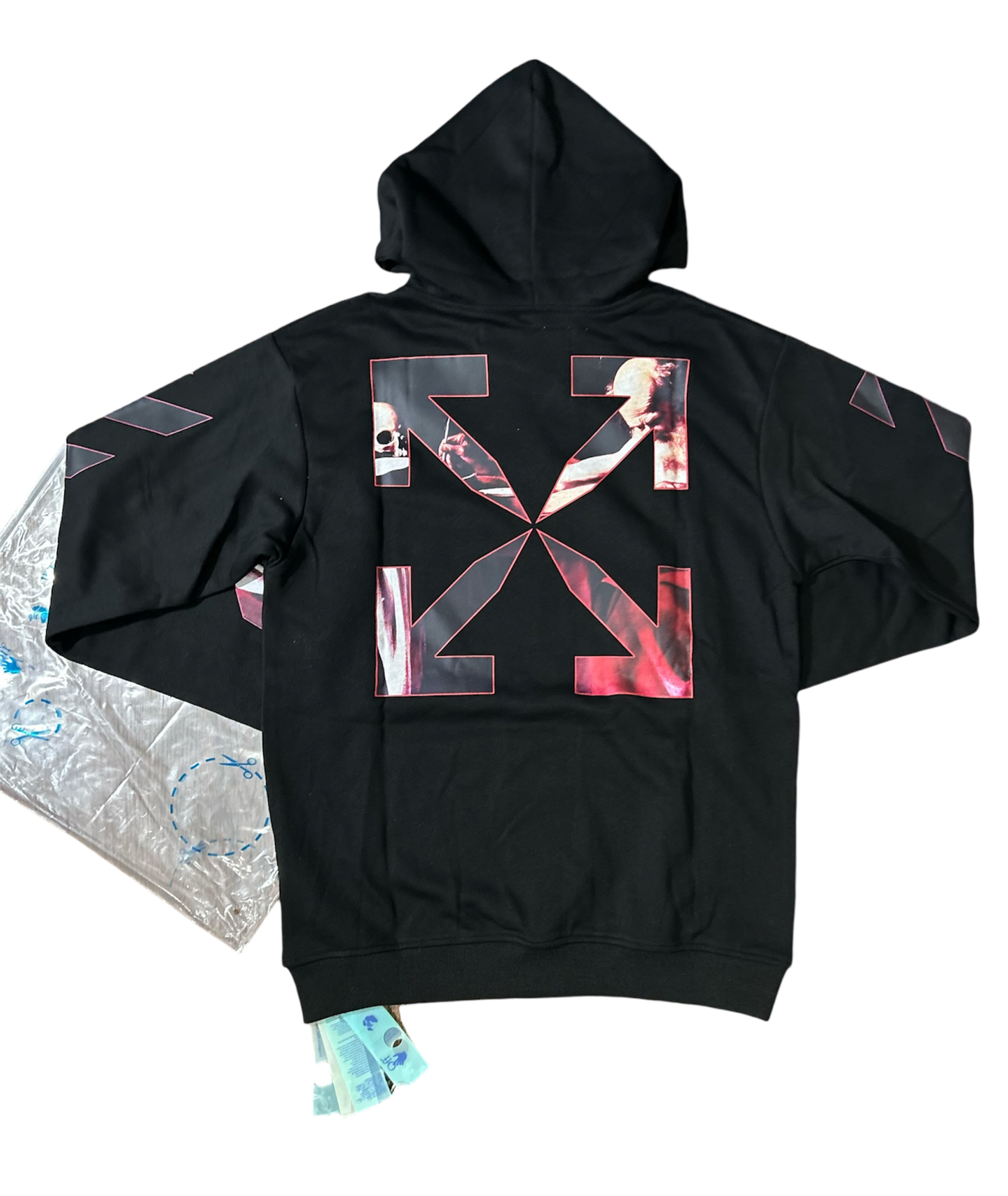 OFF-WHITE Caravaggio Diag Sleeve Hoodie Black/ Red