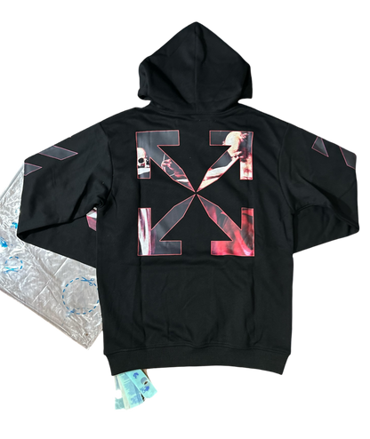 OFF-WHITE Caravaggio Diag Sleeve Hoodie Black/ Red