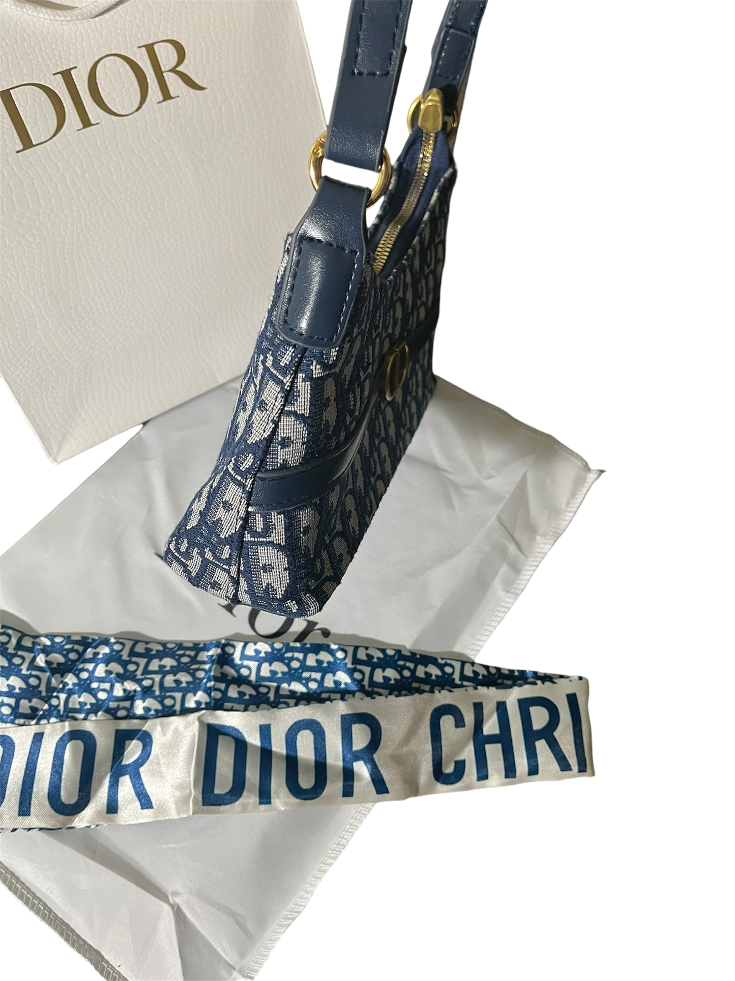 Blue Dior Oblique Jacquard 30 Montaigne Cigale Mini Bag