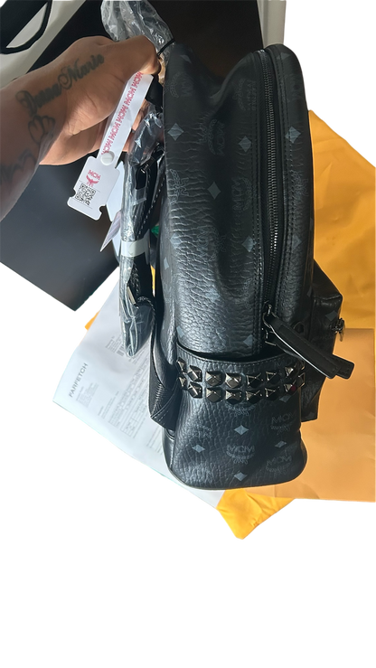 MCM Stark Side Studs Backpack In Visetos Black