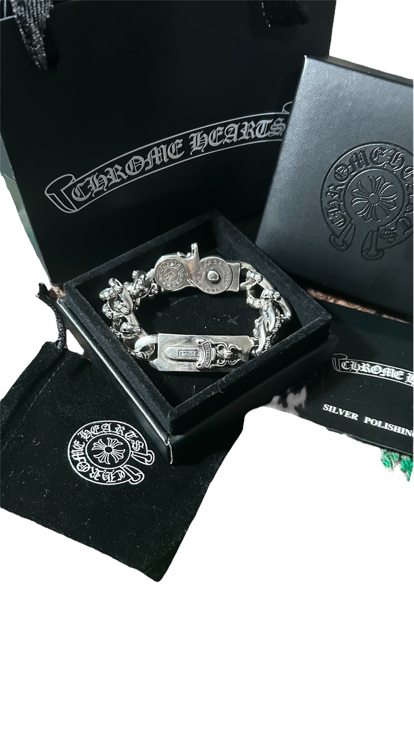 Chrome Hearts Dagger ID Link Clip Bracelet