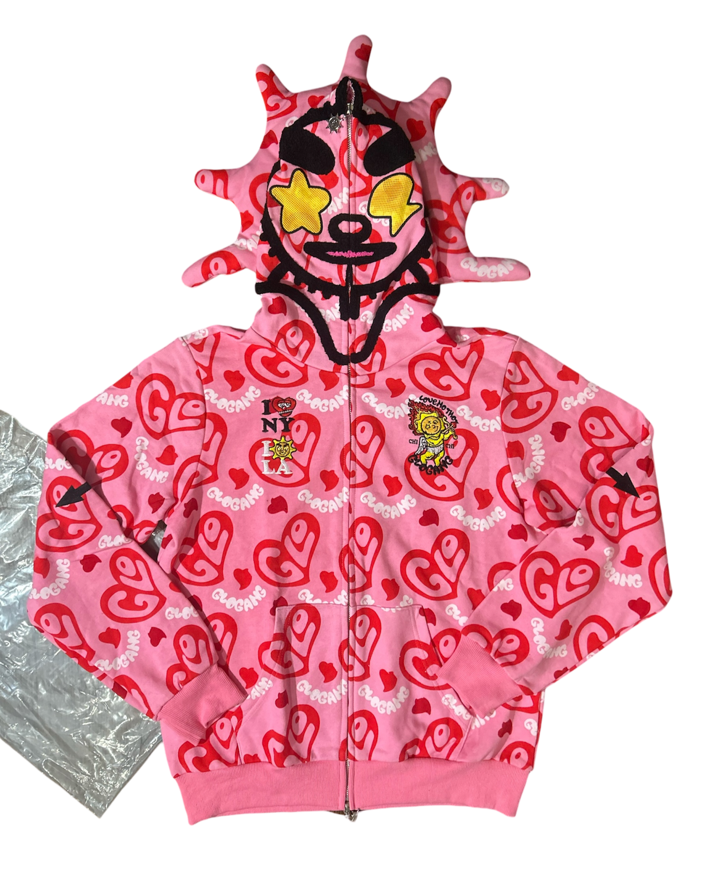 I Heart Glo Full Zip Hoodie Pink