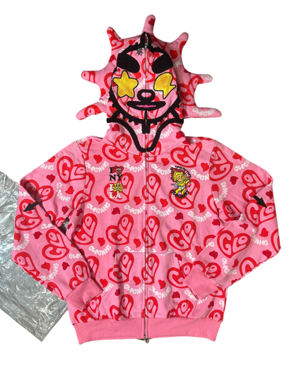 I Heart Glo Full Zip Hoodie Pink