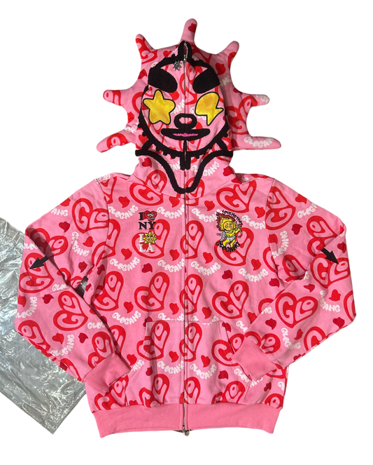 I Heart Glo Full Zip Hoodie Pink