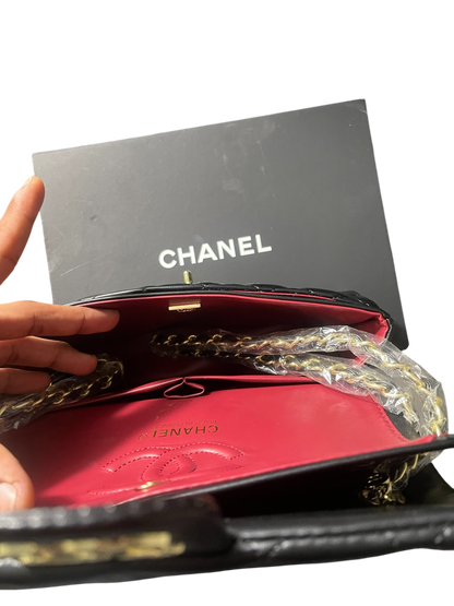 Chanel Black Lambskin Quilted Double Flap Bag