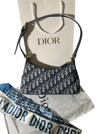 Blue Dior Oblique Jacquard 30 Montaigne Cigale Mini Bag