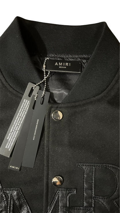 Amiri Black Staggered Wool Varsity Jacket